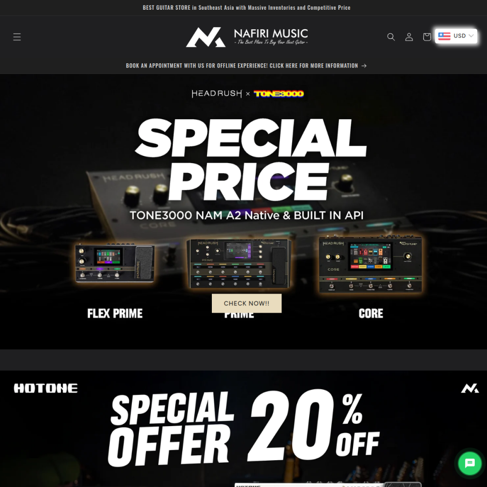 Mockup website Nafiri Guitar di laptop