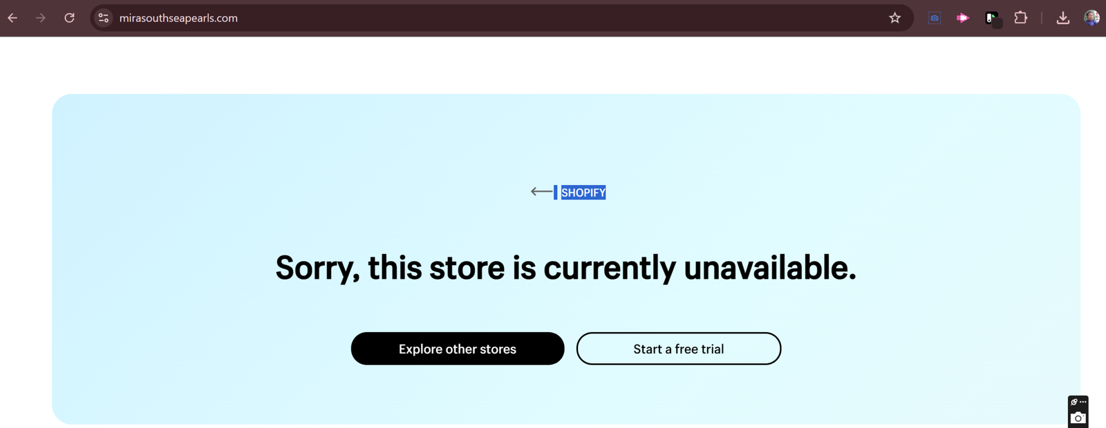 Mockup website e-commerce Mira Southsea Pearls