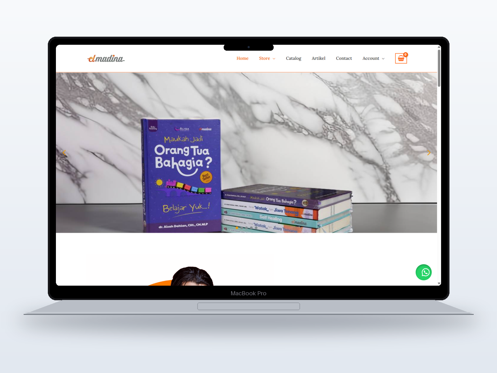 Website Pustaka Elmadina tampil di MacBook Pro