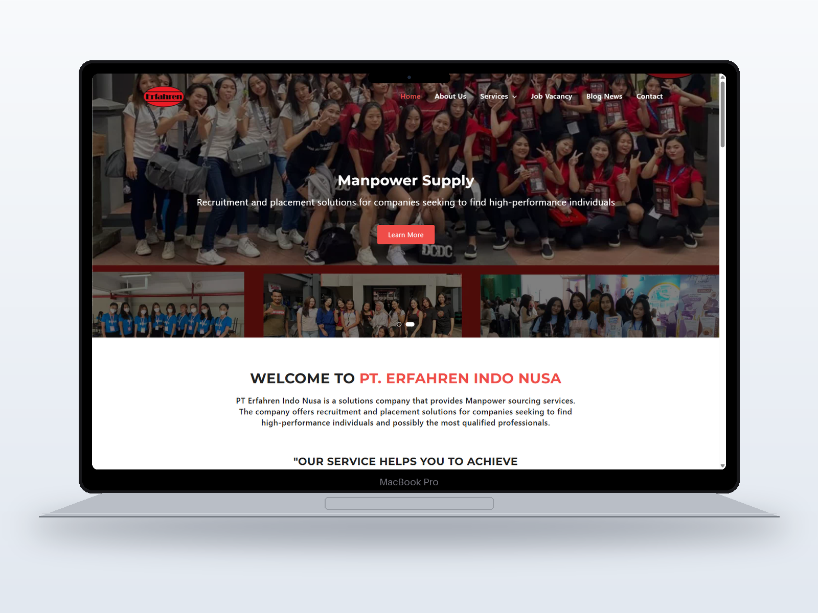 Website Erfahren tampil di MacBook Pro