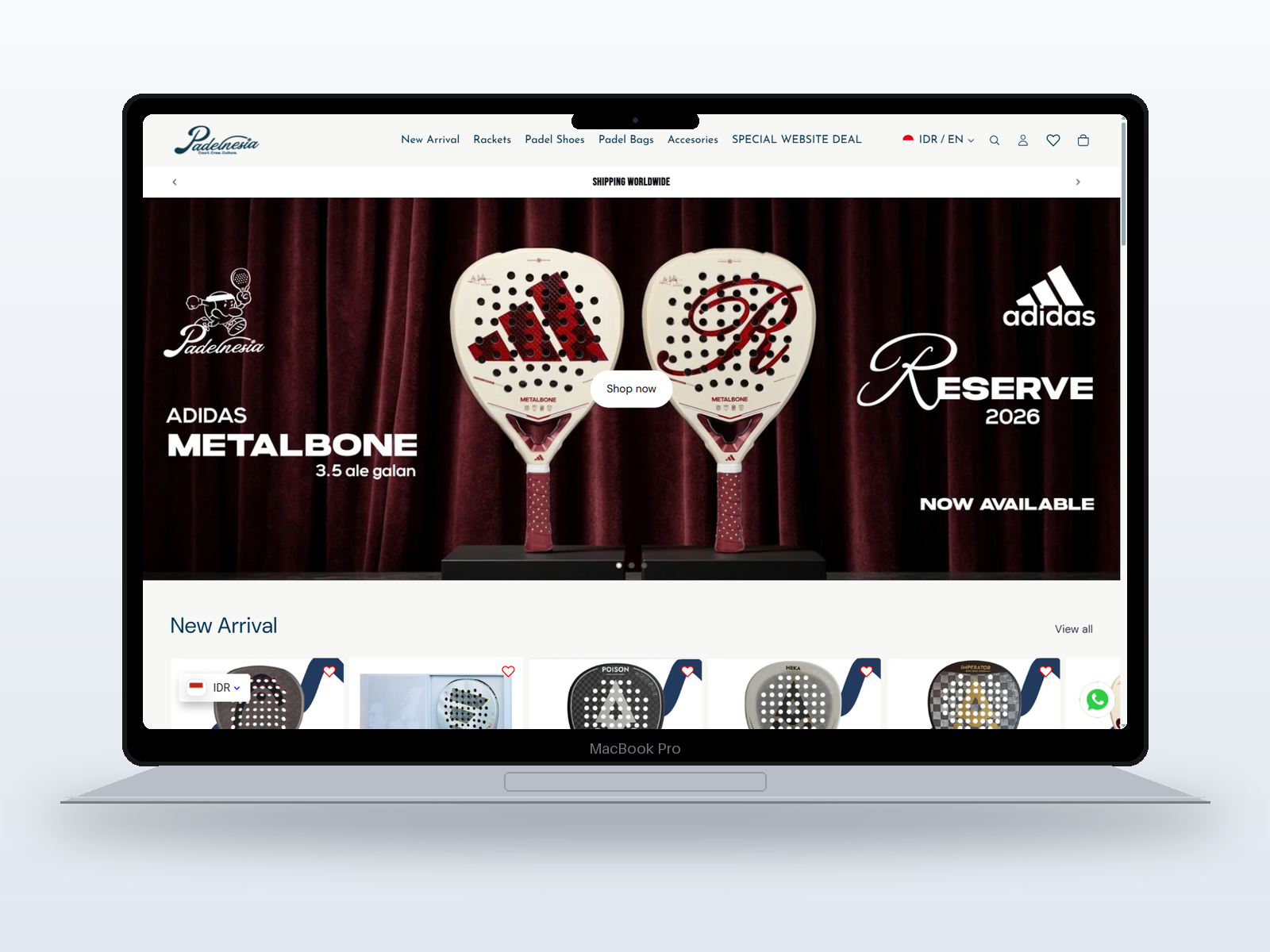Website Padelnesia tampil di MacBook Pro